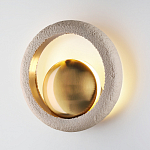 Бра с бежевым текстурным кольцом и латунным шаром в центре Tactile  варинант исполнения - 3 | Loft Concept в Новосибирске