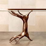 Обеденный стол с фигурным декором бронзового цвета Dichotomy racetrack варинант исполнения - 2 | Loft Concept в Новосибирске