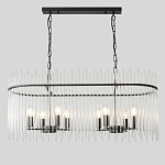 Люстра подвесная овальная со стеклянными прозрачными трубками и металлическим каркасом черного цвета Nembus варинант исполнения - 1 | Loft Concept в Новосибирске