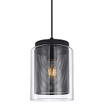 Подвесной светильник с сетчатым металлическим плафоном цилиндрической формы черный Metal Mesh варинант исполнения - 1 | Loft Concept в Новосибирске