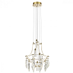 Люстра подвесная из металла с хрустальными подвесками прозрачного цвета Quasar 41 варинант исполнения - 5 | Loft Concept в Новосибирске