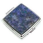 Таблетница карманная квадратная c 2-мя отделениями с зеркалом и накладкой из натурального камня Лазурит Silver Stone Pillboxes варинант исполнения - 1 | Loft Concept в Новосибирске