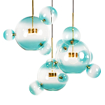 Люстра подвесная с прозрачными бирюзовыми стеклянными шарами и круглым основанием 3 лампы Giopato & Coombes варинант исполнения - 5 | Loft Concept в Новосибирске