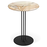 Стол журнальный круглый с бежевой столешницей из стекла Beige Marble варинант исполнения - 1 | Loft Concept в Новосибирске