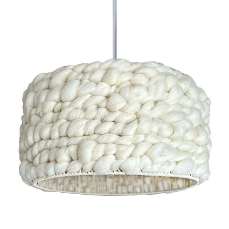 Вязаный шерстяной светильник Knitted wool lamp Cylinder Молочный Вязаный шерстяной светильник Knitted wool lamp Cylinder Молочный в Новосибирске | Loft Concept
