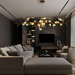 Люстра в виде золотой ветки с цветами и птичками Marvelous Garden варинант исполнения - 1 | Loft Concept в Новосибирске