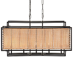 Люстра прямоугольной формы с чёрным каркасом и вставкой из плетеного материала Cage for Light варинант исполнения - 1 | Loft Concept в Новосибирске