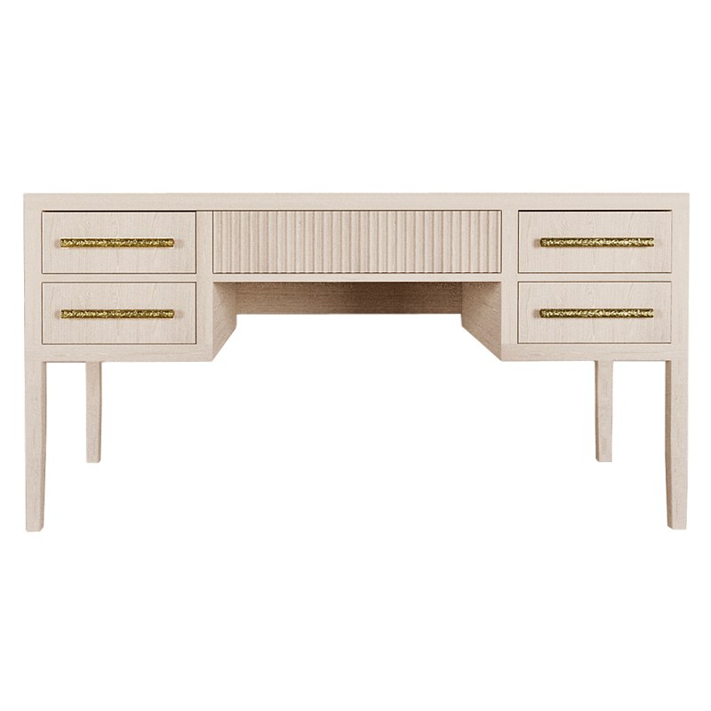 Большой Рабочий стол Primo с 5 выдвижными ящиками Светлый дуб Древесина в Новосибирске | Loft Concept 