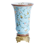 Ваза из голубого фарфора с бронзовыми элементами Blue Garden варинант исполнения - 2 | Loft Concept в Новосибирске