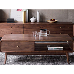 Кофейный стол из дерева с ящиком и нишей для хранения Coffee Walnut Table варинант исполнения - 1 | Loft Concept в Новосибирске