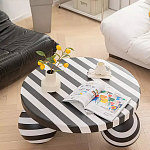 Дизайнерский журнальный стол круглый в чёрно-белую полоску Mypel варинант исполнения - 1 | Loft Concept в Новосибирске