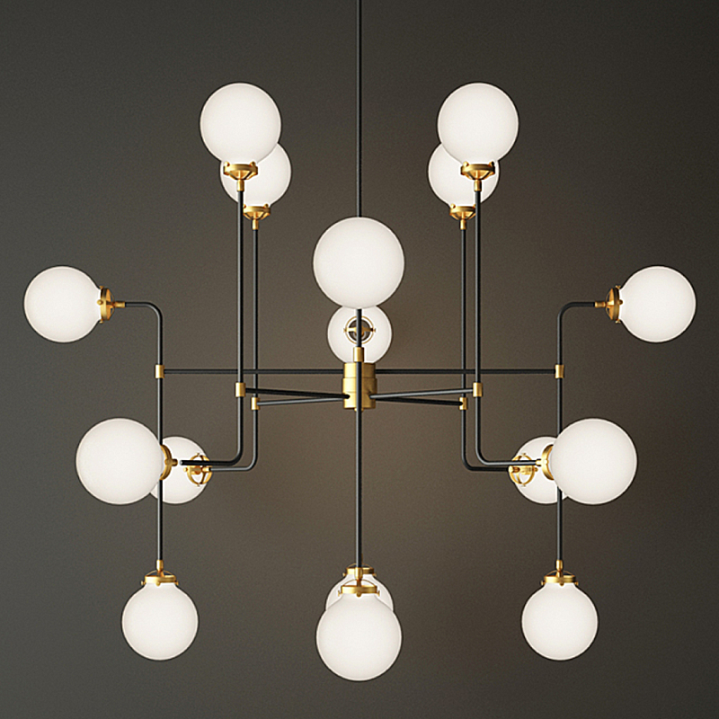 Люстра БИСТРО Globe Clear Glass Chandelier 16 Milk Черный в Новосибирске | Loft Concept 