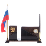 Настольный письменный набор с часами из природного камня обсидиана For the Deputy варинант исполнения - 1 | Loft Concept в Новосибирске