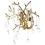 Бра в форме ветвей деревьев золотого цвета с прозрачными подвесками-каплями Droplet Bra варинант исполнения - 1 | Loft Concept в Новосибирске