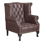 Кресло из натуральной кожи на 4-х деревянных ножках из массива бука Thomas Armchair brown варинант исполнения - 1 | Loft Concept в Новосибирске