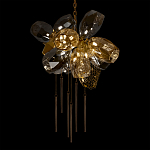 Люстра подвесная со стеклянными плафонами из дымчатого и золотистого с шестью вертикальными подвесками Gilded Mirage  варинант исполнения - 4 | Loft Concept в Новосибирске