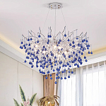 Люстра с синими стеклянными подвесками в форме капель FAIRYTREE Light варинант исполнения - 2 | Loft Concept в Новосибирске