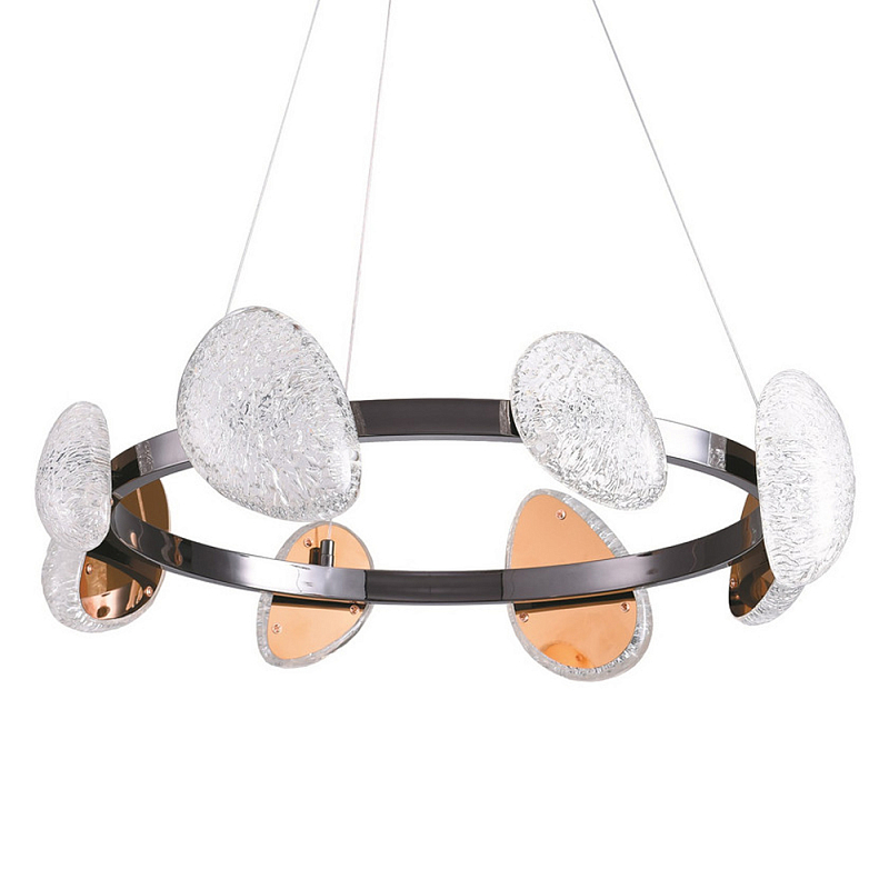 Люстра подвесная круглая с овальными плафонами Iona chandelier Черный Прозрачный Люстра подвесная круглая с овальными плафонами Iona chandelier Черный Прозрачный в Новосибирске | Loft Concept