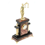 Часы настольные бронзовые из натурального камня Яшма с декором в виде Фемиды Themis Stone Clock варинант исполнения - 2 | Loft Concept в Новосибирске