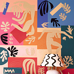 Обои ручная роспись в стиле Арт-деко Jazz Original colourway on painted silk with embroidery варинант исполнения - 2 | Loft Concept в Новосибирске