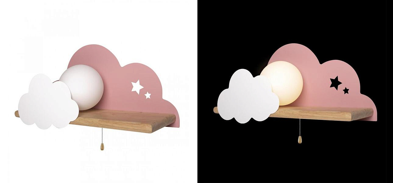 Бра с деревянной полкой розовое Облако Wall Lamp Pink Cloud Бра с деревянной полкой розовое Облако Wall Lamp Pink Cloud - Loft-Concept в Новосибирске