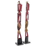 Комплект из 2-х деревянных статуэток Asmat Tall Red Statuettes варинант исполнения - 2 | Loft Concept в Новосибирске