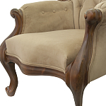 Кресло с мягкой обивкой из светло-коричневого велюра на 4-х деревянных ножках Evelyn Classical Armchair варинант исполнения - 4 | Loft Concept в Новосибирске