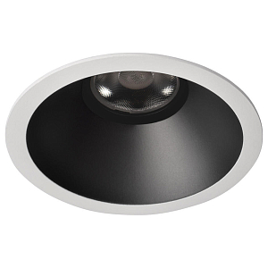 Встраиваемый спот светодиодный круглый с белой обводкой и углубленной черной внутренней частью Ombra Lux 