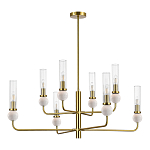 Люстра с 8-ю плафонами в форме стеклянных трубок и мраморных декоративных элементов Montreal варинант исполнения - 8 | Loft Concept в Новосибирске