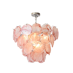 Люстра с каскадом из круглых розовых стеклянных дисков Pink Light Waterfall варинант исполнения - 3 | Loft Concept в Новосибирске