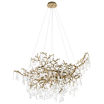 Подвесная люстра в виде ветвей деревьев золотого цвета с прозрачными подвесками-каплями 10 и 14 ламп Droplet Chandelier варинант исполнения - 3 | Loft Concept в Новосибирске