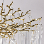 Люстра золотого цвета с декоративными ветками и длинными прозрачными стеклянными подвесами в форме сосулек Droplet Chandelier варинант исполнения - 7 | Loft Concept в Новосибирске