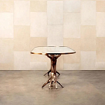 Обеденный стол с фигурным декором бронзового цвета Dichotomy racetrack варинант исполнения - 4 | Loft Concept в Новосибирске