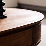 Кофейный стол овальный из дерева с 2-мя ящиками Coffee Walnut Table варинант исполнения - 9 | Loft Concept в Новосибирске