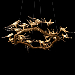 Люстра подвесная с прозрачными стеклянными птичками на ветвях Диаметр 100 см Serip Voa варинант исполнения - 9 | Loft Concept в Новосибирске