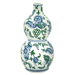 Ваза фигурная с сине-зелеными узорами распустившихся цветов Blossoming Spring варинант исполнения - 1 | Loft Concept в Новосибирске