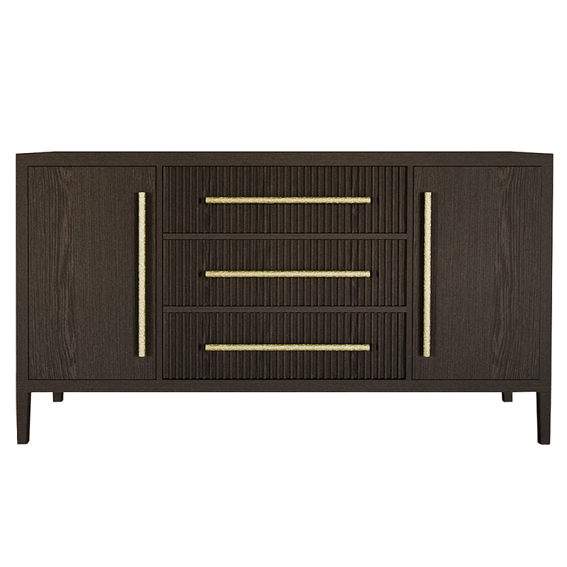 Буфет Primo с тремя ящиками и двумя фасадами Темный орех Орех Золотой в Новосибирске | Loft Concept 