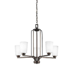 Люстра бронзового цвета с 5-ю матовыми стеклянными плафонами Generation Lighting варинант исполнения - 1 | Loft Concept в Новосибирске