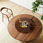 Стол обеденный круглый с двойной столешницей Walnut Wood Table варинант исполнения - 5 | Loft Concept в Новосибирске