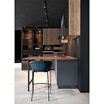 Комбинированный кухонный гарнитур сине-серого цвета с фасадом под дерево Benjamin Kitchen Set варинант исполнения - 5 | Loft Concept в Новосибирске