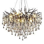 Люстра черная с прозрачными стеклянными подвесками в форме капель FAIRYTREE Light варинант исполнения - 3 | Loft Concept в Новосибирске