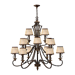 Люстра бронзового цвета с бежевыми абажурами из органзы в классическом стиле Hinkley варинант исполнения - 2 | Loft Concept в Новосибирске