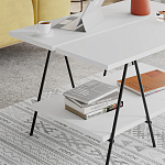 Стол журнальный с белой прямоугольной столешницей и полкой ESSEL WHITE варинант исполнения - 3 | Loft Concept в Новосибирске