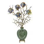 Ваза зеленая с бронзовыми ветвями и фарфоровыми рыбками Eden Garden варинант исполнения - 1 | Loft Concept в Новосибирске