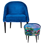 Кресло из натурального бука синее с цветочным принтом Impressionism in Art варинант исполнения - 2 | Loft Concept в Новосибирске