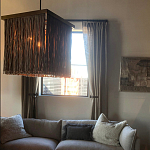 Люстра квадратная с бахромой и подвесом из деревянных бусин Psyche варинант исполнения - 3 | Loft Concept в Новосибирске