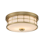 Потолочный светильник для ванных комнат цвета латунь в виде металлической клетки с геометрическими узорами Quoizel варинант исполнения - 1 | Loft Concept в Новосибирске