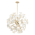 Люстра круглой формы с белыми и прозрачными лепестками цветов Диаметр 69 см Wintery flovers варинант исполнения - 1 | Loft Concept в Новосибирске
