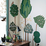 Обои с вышивкой ручной работы Mughal Trees Original colourway on linen варинант исполнения - 1 | Loft Concept в Новосибирске