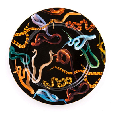 Тарелка Seletti Porcelain Plate Snakes Gold Border